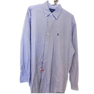 Ralph Lauren Long Sleeve Dress Shirt, Blake Style, Men's Large, Blue, Vintage